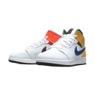 AIR JORDAN 正代系列 Air Jordan 1 Mid (GS) 大童篮球鞋 554725-128 白色/橙/红/紫 37.5