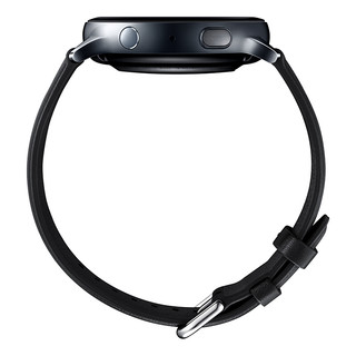 SAMSUNG 三星 Galaxy Watch Active 2 智能手表 44mm 伯爵黑不锈钢表盘 黑色皮革表带（GPS、扬声器）