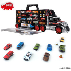 DICKIETOYS  合金-货柜车/含8辆车+1飞机/双面收纳车