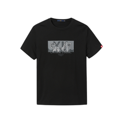 HLA 海澜之家 十二生肖系列 男士短袖T恤 HNTBJ2D403A 黑色花纹 L