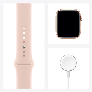 Apple 苹果 Watch SE GPS款 智能手表 44mm 金色铝金属表壳 粉砂色运动型表带（心率、GPS、扬声器）