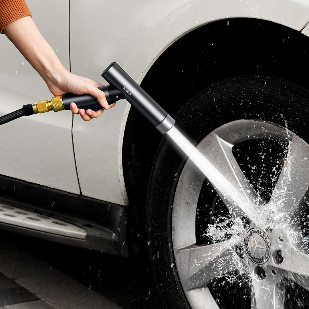 倍思简生活洗车水枪带魔术伸缩水管注水