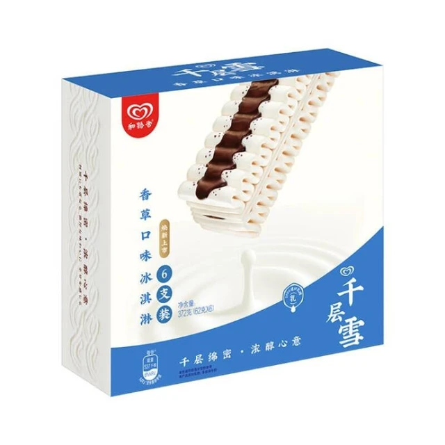 WALL'S 和路雪 千层雪 冰淇淋 香草口味 62g*6支