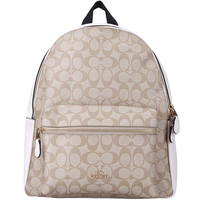 COACH 蔻驰 Charlie系列 女士PVC双肩背包 F58314 IMDQC 卡其白色 大号