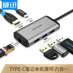 VENTION 威迅 typec扩展坞（HDMI+USB+千兆网口+PD）6合1