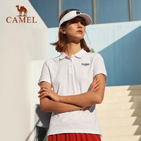 骆驼polo衫女 短袖翻领运动上衣2021新款白色半袖宽松休闲网球t恤