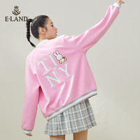 【米菲系列】ELAND衣恋2021春季新款韩系宽松印花棒球服外套女 XS 粉色(25)Pink