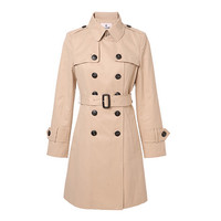 ELAND衣恋早春款甜美学院风收腰气质中长款风衣大衣女 M 米色Beige/35/