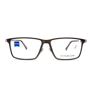蔡司（ZEISS）镜架全框钛材+板材ZS-75016-F120光学眼镜框男女款商务休闲远近视配镜眼镜架棕色框银色腿55mm