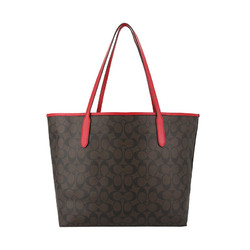 COACH 蔻驰 女士手提单肩托特包 5696 IMRVQ 深棕/红色 大号