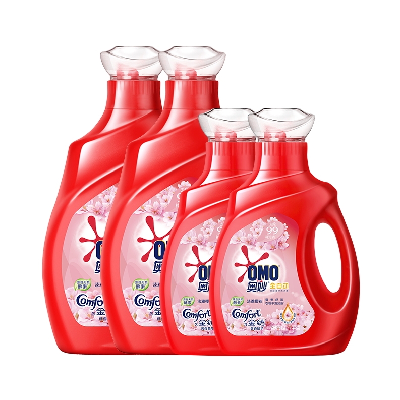 omo 奥妙 淡雅樱花洗衣液 2kg*2瓶 1kg*2瓶