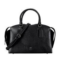 COACH 蔻驰 女士皮质手提斜挎包 40862 GM/BK 黑色 中号