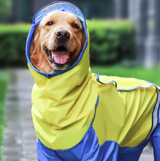 Hoopet 狗狗雨衣大型犬金毛衣服拉布拉多中型宠物大狗四脚防水的全包雨披