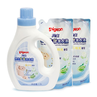 Pigeon 贝亲 多效婴儿洗衣液 阳光香型 1.2L+1L*2袋