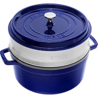 Prime会员：Staub 经典系列 珐琅铸铁锅 深蓝色 26cm（带蒸屉）