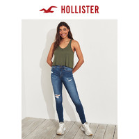Hollister春季经典弹力高腰直筒修身牛仔裤 女 301445-1