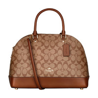 COACH 蔻驰 Sierra系列 女士单肩手提贝壳包 F27584 IME74 卡其棕色 大号