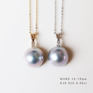 Pearlyuumi 【数量限定】天然绝美天蓝色马贝吊坠18K金 钻石0.05ct（链子另售）