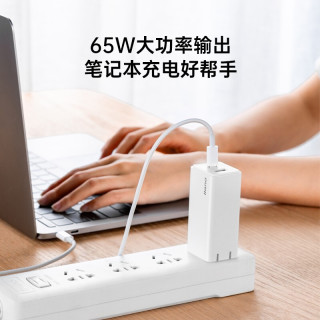 绿巨能 65W充电器氮化镓type-c快充苹果电脑macbook小米华为笔记本电源适配器GaN手机 65W充电器套装 口红款