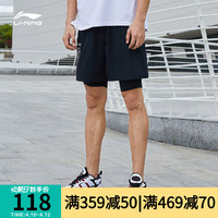 李宁运动短裤男士2021新款训练系列男装梭织运动裤AKSQ185