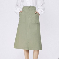 森马 Semir秋季新款潮流工装风裙子中长款高腰a字显瘦女式半身裙女 L 军绿4670
