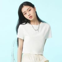 Vero Moda2021春夏新款薄荷纤维百搭纯色短款短袖女|321201060