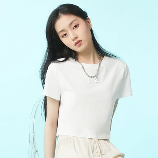 Vero Moda2021春夏新款薄荷纤维百搭纯色短款短袖女|321201060 XL S85本白色