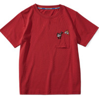 LED'IN 乐町 奇奇蒂蒂联名系列 女士刺绣短袖T恤 CWDAA1249 砖红色 L