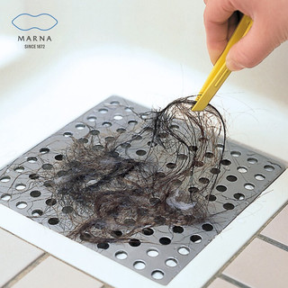 日本MARNA清洁刷地刷长柄刷子 浴房排水口除毛发神器 缝隙清洁镊子工具刷 扫除达人浴室清理刷组合 白色白刷头