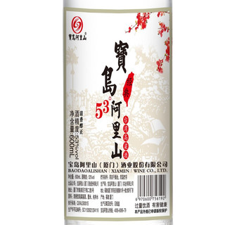 宝岛阿里山 清香醇正 53%vol 白酒 600ml*6瓶 整箱装