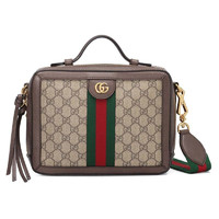 GUCCI 古驰 OPHIDIA系列 女士帆布单肩手提包 550622 K05NG 8745 米色/乌木色 大号