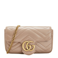 GUCCI 古驰 GG Marmont系列 女士斜挎包 476433 奶茶色 迷你