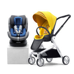 bebebus双向轻便高景观婴儿推车波普黄  0-4-6-12岁 360度旋转儿童安全座椅isofix组合套装