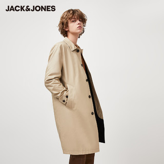 JackJones 杰克琼斯 休闲纯色风衣中长款春潮流外套男装春220121516 175/96A/M C09卡其色