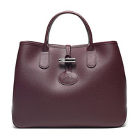 LONGCHAMP 珑骧 Roseau系列 女士牛皮手提包 1986 871 E78 酒红色 小号