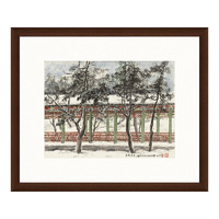 雅昌 关山月 古典风景水墨画《长廊积雪》54×65cm 宣纸 茶褐色
