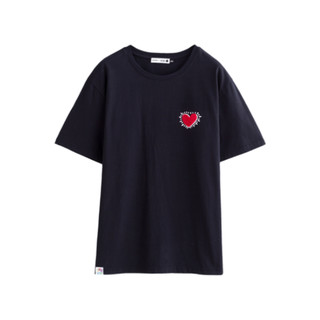 TOYOUTH 初语 Keith Haring联名系列 男女款短袖T恤 KH8120131139 活性黑 M
