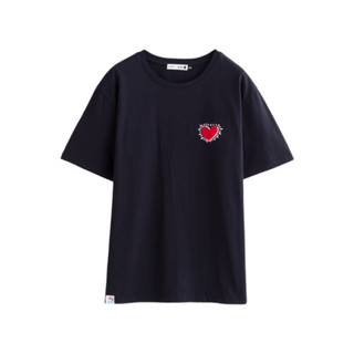 TOYOUTH 初语 Keith Haring联名系列 男女款短袖T恤 KH8120131139 活性黑 XXL