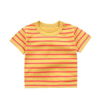DOUYAGUO 豆芽果 儿童纯棉短袖T恤  黄底红条纹 110/(100-110cm)