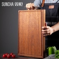 Suncha 双枪黑金檀整木菜板家用抗菌防霉切菜板砧板实木菜板案板粘板刀板