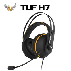 ASUS TUF 飞行堡垒H7专业版 头戴式游戏耳机 有线耳机 电脑耳机 带麦克风 环绕7.1 黄色