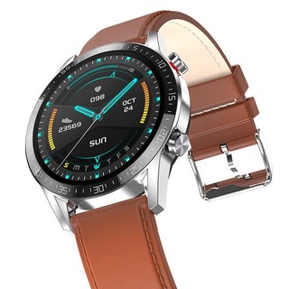 OLOEY L13 智能手表 46mm 黑色不锈钢表盘 黑色皮革表带(血压、GPS、血氧、ECG)