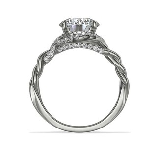 BLUE NILE 铂金 Monique Lhuillier 扭纹无限式钻石订婚戒指（1\/4 克拉总重量）