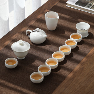 SUSHI CERAMICS 苏氏陶瓷（SUSHI CERAMICS）羊脂玉茶具套装德化中国白瓷功夫茶具茶杯茶壶三才盖碗大套礼盒装