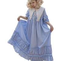 Mumu洋装 Lolita洛丽塔 魔女的衣柜 女士OP有袖连衣裙 长棉蓝