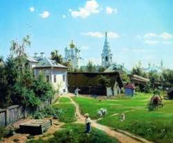 雅昌 波连诺夫《莫斯科的院落》 100×82cm 装饰画 油画布
