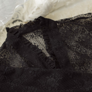 CEL洋装设计 Lolita洛丽塔 和风 怀石浪屿 女士蕾丝羽织 黑色 M