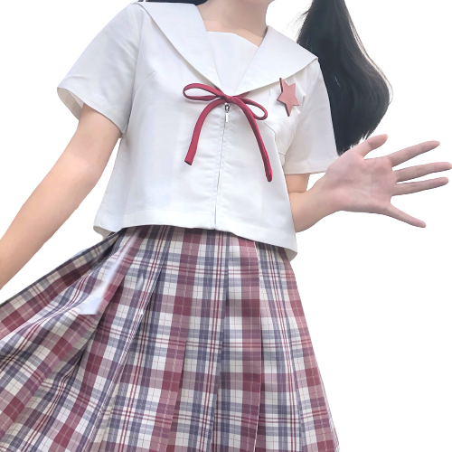 森旅人jk制服星河水手服女士关西襟夏服上衣白色s多少钱 什么值得买