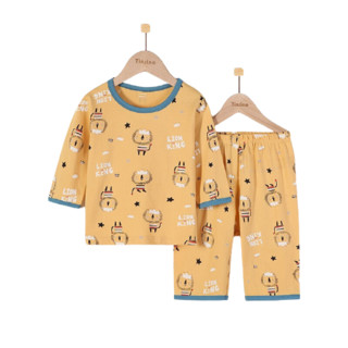 TINSINO 纤丝鸟 儿童睡衣套装 狮子皇冠奶油黄 110cm