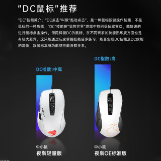 ROCCAT冰豹魔幻豹KONE夜枭轻量化电竞游戏鼠标PURE吃鸡游戏ULTRA粉色有线女生洞洞鼠笔记本电脑66豹SEL大小手 夜枭OE(标准版)-黑色